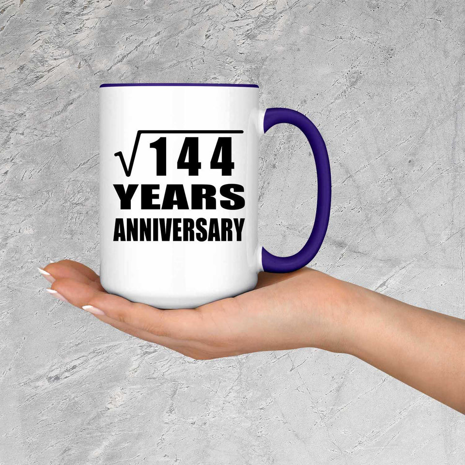 12th Anniversary Square Root of 144 Years Anniversary - 15oz Accent Mug Purple