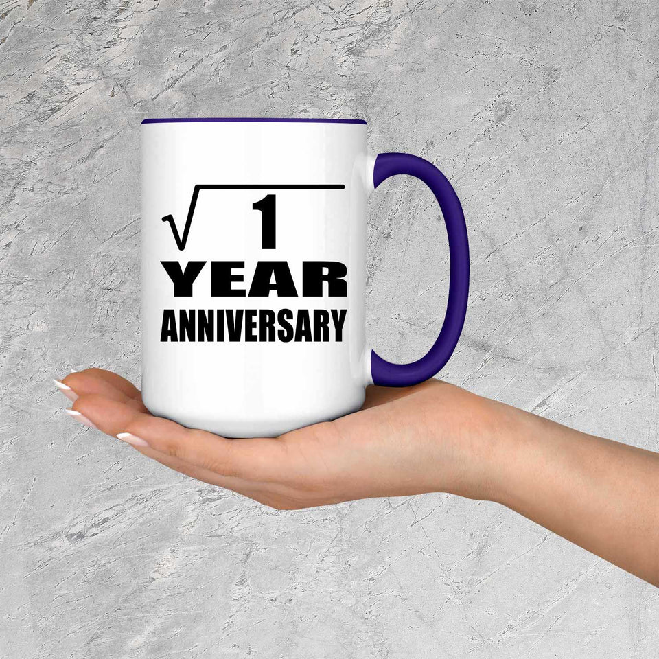 1st Anniversary Square Root of 1 Year Anniversary - 15oz Accent Mug Purple