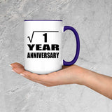 1st Anniversary Square Root of 1 Year Anniversary - 15oz Accent Mug Purple