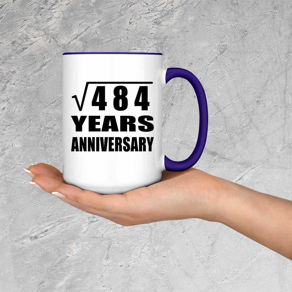 22nd Anniversary Square Root of 484 Years Anniversary - 15oz Accent Mug Purple