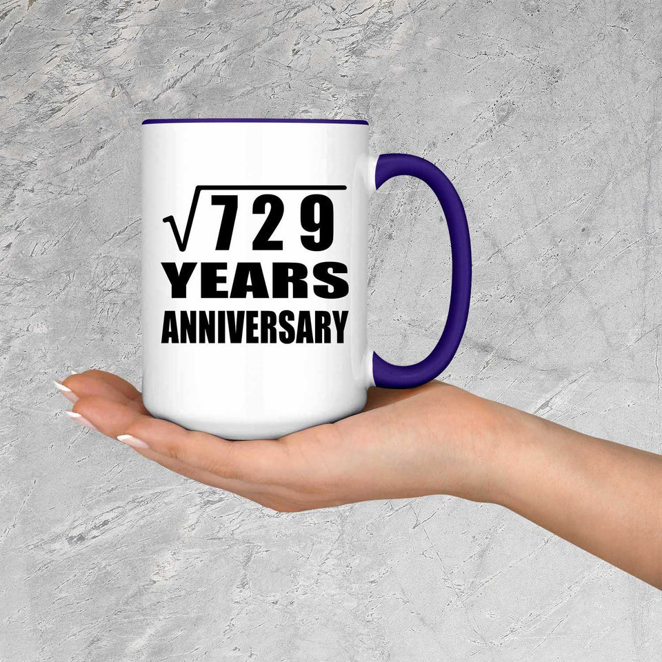 27th Anniversary Square Root of 729 Years Anniversary - 15oz Accent Mug Purple