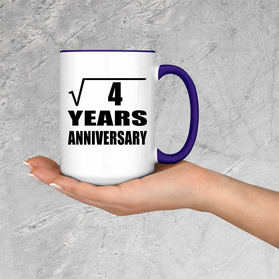 2nd Anniversary Square Root of 4 Years Anniversary - 15oz Accent Mug Purple