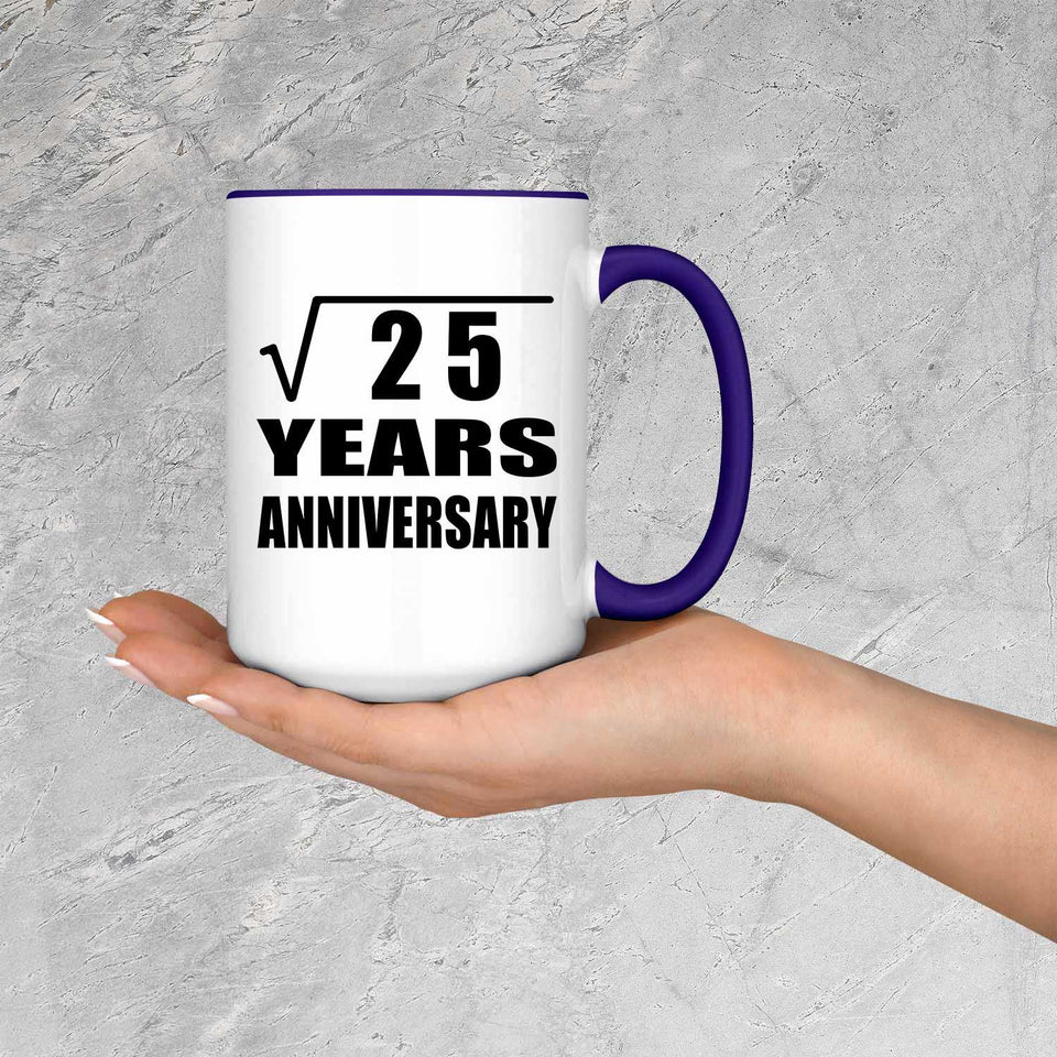 5th Anniversary Square Root of 25 Years Anniversary - 15oz Accent Mug Purple