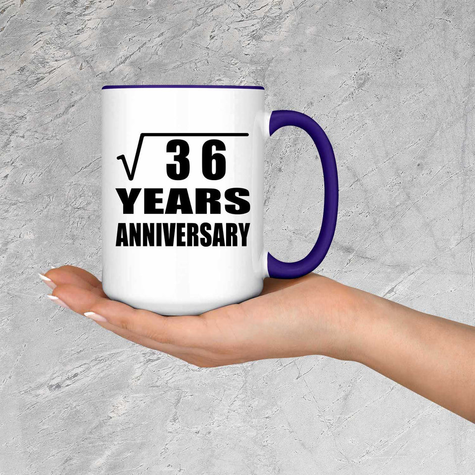 6th Anniversary Square Root of 36 Years Anniversary - 15oz Accent Mug Purple