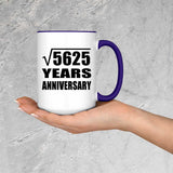75th Anniversary Square Root of 5625 Years Anniversary - 15oz Accent Mug Purple