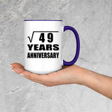 7th Anniversary Square Root of 49 Years Anniversary - 15oz Accent Mug Purple