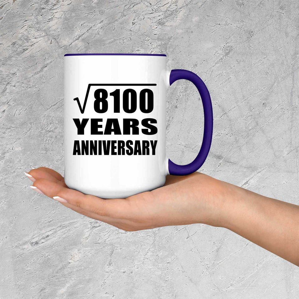 90th Anniversary Square Root of 8100 Years Anniversary - 15oz Accent Mug Purple