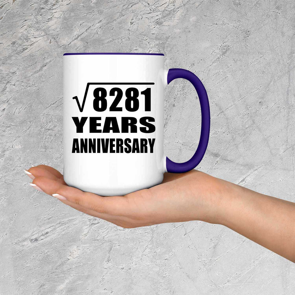 91st Anniversary Square Root of 8281 Years Anniversary - 15oz Accent Mug Purple