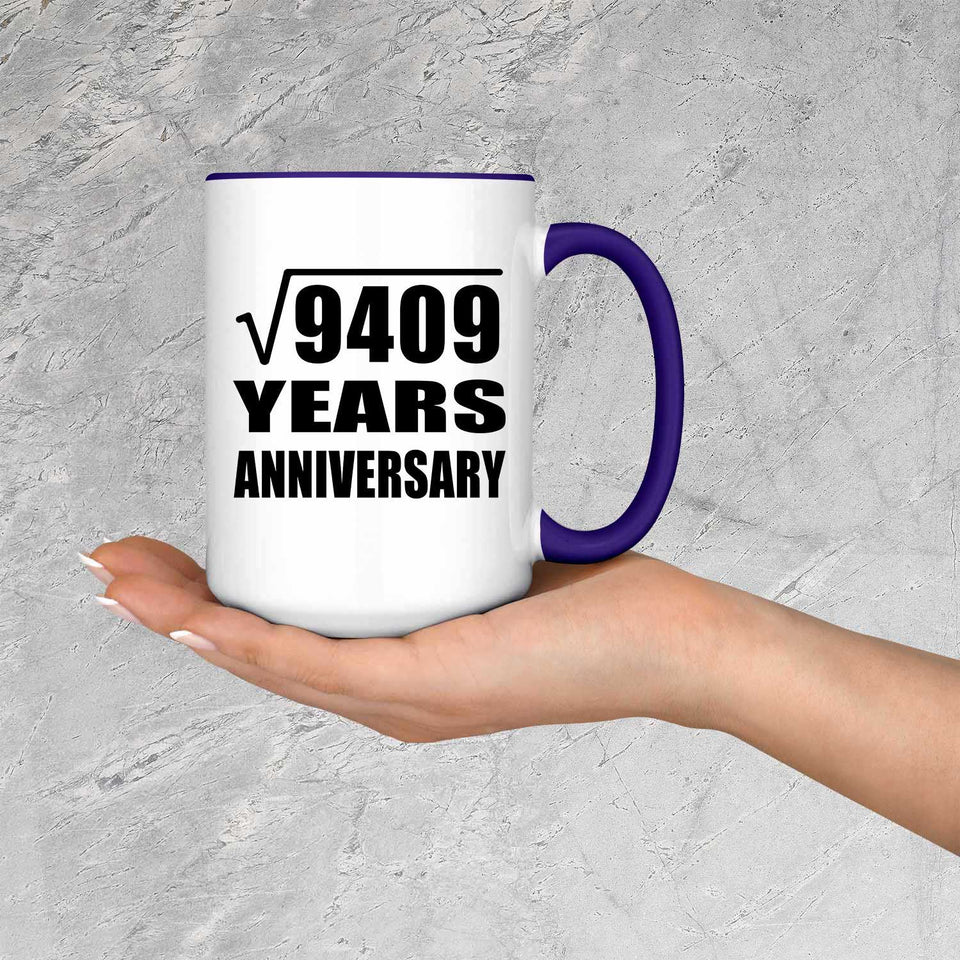 97th Anniversary Square Root of 9409 Years Anniversary - 15oz Accent Mug Purple