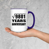 99th Anniversary Square Root of 9801 Years Anniversary - 15oz Accent Mug Purple