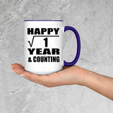 Happy 1st Anniversary Square Root of 1 Year & Counting - 15oz Accent Mug Purple