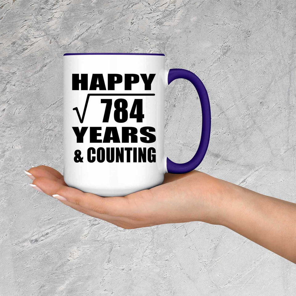 Happy 28th Anniversary Square Root of 784 Years & Counting - 15oz Accent Mug Purple