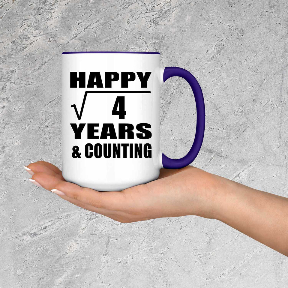 Happy 2nd Anniversary Square Root of 4 Years & Counting - 15oz Accent Mug Purple