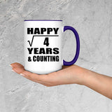 Happy 2nd Anniversary Square Root of 4 Years & Counting - 15oz Accent Mug Purple