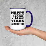 Happy 35th Anniversary Square Root of 1225 Years & Counting - 15oz Accent Mug Purple