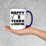 Happy 3rd Anniversary Square Root of 9 Years & Counting - 15oz Accent Mug Purple
