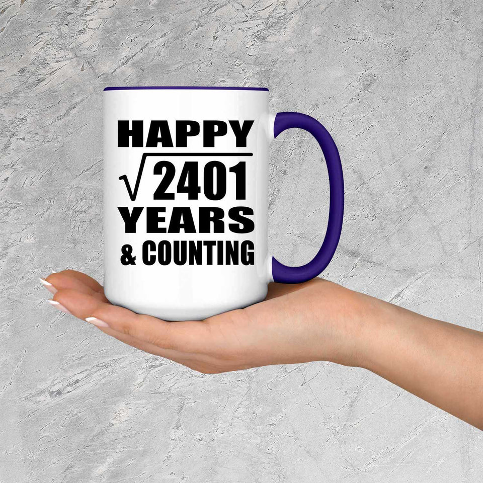 Happy 49th Anniversary Square Root of 2401 Years & Counting - 15oz Accent Mug Purple
