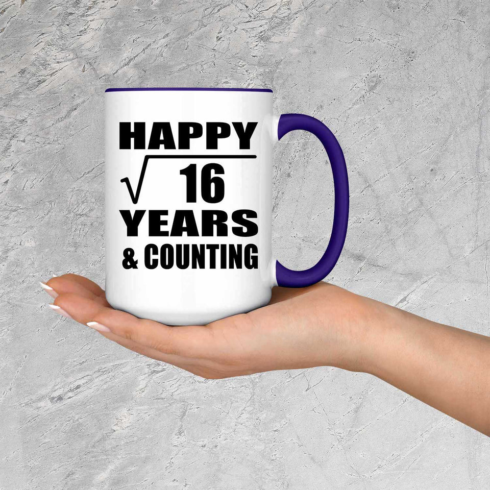 Happy 4th Anniversary Square Root of 16 Years & Counting - 15oz Accent Mug Purple