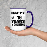 Happy 4th Anniversary Square Root of 16 Years & Counting - 15oz Accent Mug Purple