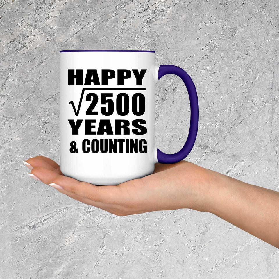 Happy 50th Anniversary Square Root of 2500 Years & Counting - 15oz Accent Mug Purple