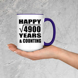 Happy 70th Anniversary Square Root of 4900 Years & Counting - 15oz Accent Mug Purple