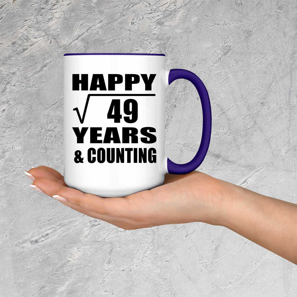 Happy 7th Anniversary Square Root of 49 Years & Counting - 15oz Accent Mug Purple