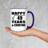 Happy 7th Anniversary Square Root of 49 Years & Counting - 15oz Accent Mug Purple