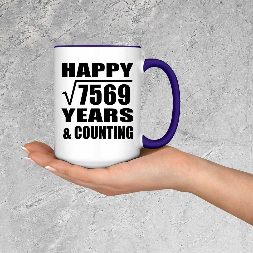 Happy 87th Anniversary Square Root of 7569 Years & Counting - 15oz Accent Mug Purple