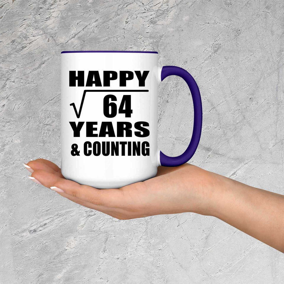 Happy 8th Anniversary Square Root of 64 Years & Counting - 15oz Accent Mug Purple