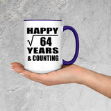 Happy 8th Anniversary Square Root of 64 Years & Counting - 15oz Accent Mug Purple