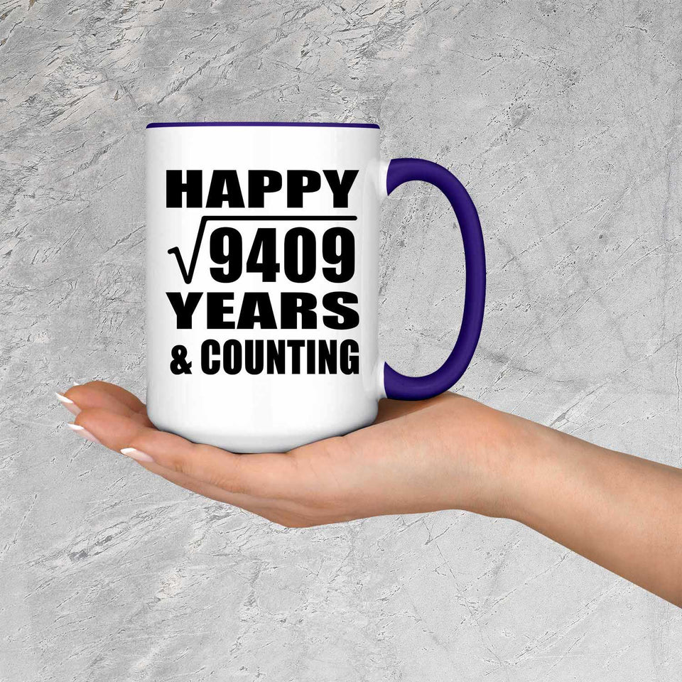 Happy 97th Anniversary Square Root of 9409 Years & Counting - 15oz Accent Mug Purple