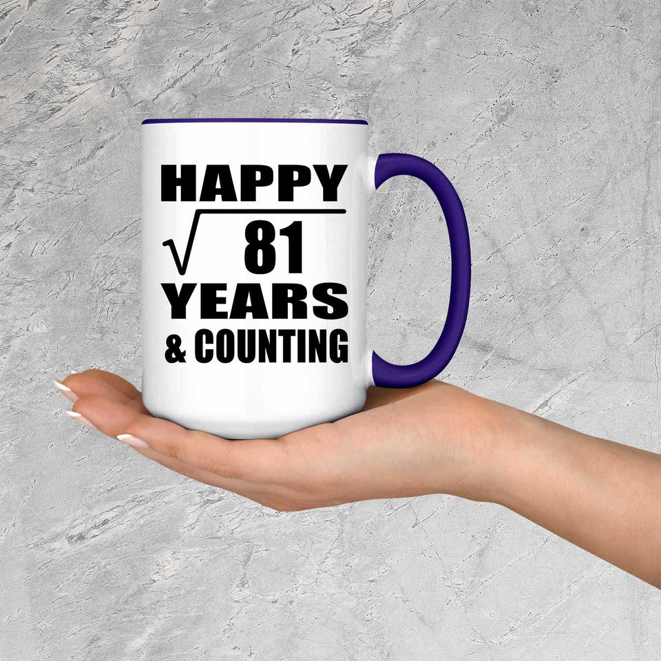 Happy 9th Anniversary Square Root of 81 Years & Counting - 15oz Accent Mug Purple