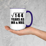 12th Anniversary Square Root of 144 Years As Mr & Mrs - 15oz Accent Mug Purple