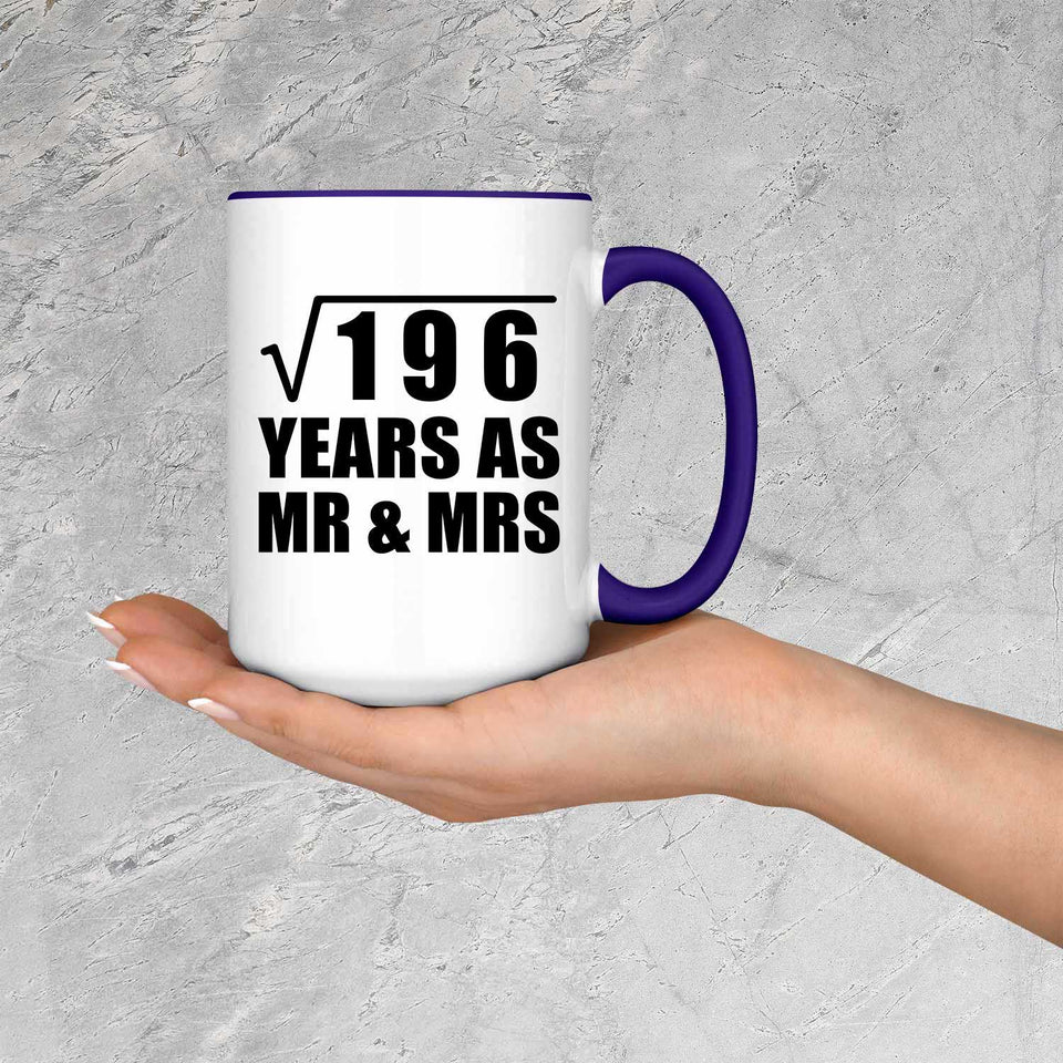 14th Anniversary Square Root of 196 Years As Mr & Mrs - 15oz Accent Mug Purple