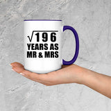 14th Anniversary Square Root of 196 Years As Mr & Mrs - 15oz Accent Mug Purple