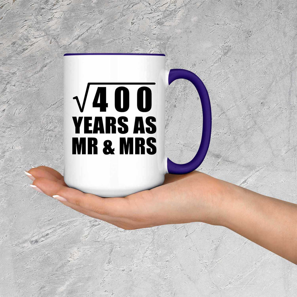 20th Anniversary Square Root of 400 Years As Mr & Mrs - 15oz Accent Mug Purple
