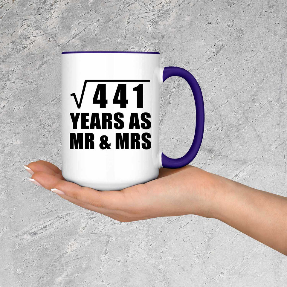 21st Anniversary Square Root of 441 Years As Mr & Mrs - 15oz Accent Mug Purple