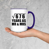 26th Anniversary Square Root of 676 Years As Mr & Mrs - 15oz Accent Mug Purple