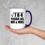 28th Anniversary Square Root of 784 Years As Mr & Mrs - 15oz Accent Mug Purple