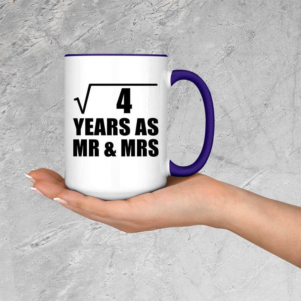 2nd Anniversary Square Root of 4 Years As Mr & Mrs - 15oz Accent Mug Purple