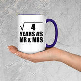 2nd Anniversary Square Root of 4 Years As Mr & Mrs - 15oz Accent Mug Purple