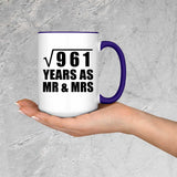 31st Anniversary Square Root of 961 Years As Mr & Mrs - 15oz Accent Mug Purple