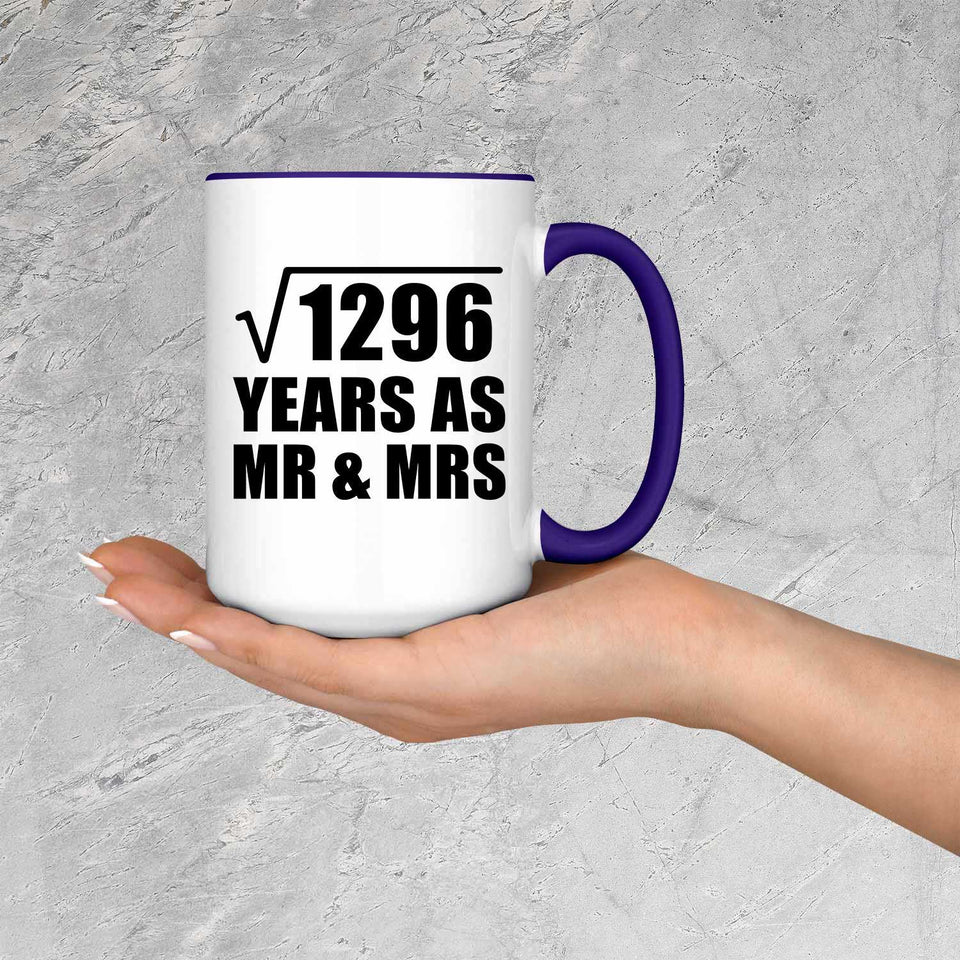 36th Anniversary Square Root of 1296 Years As Mr & Mrs - 15oz Accent Mug Purple
