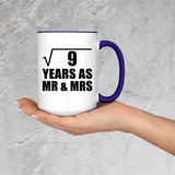3rd Anniversary Square Root of 9 Years As Mr & Mrs - 15oz Accent Mug Purple