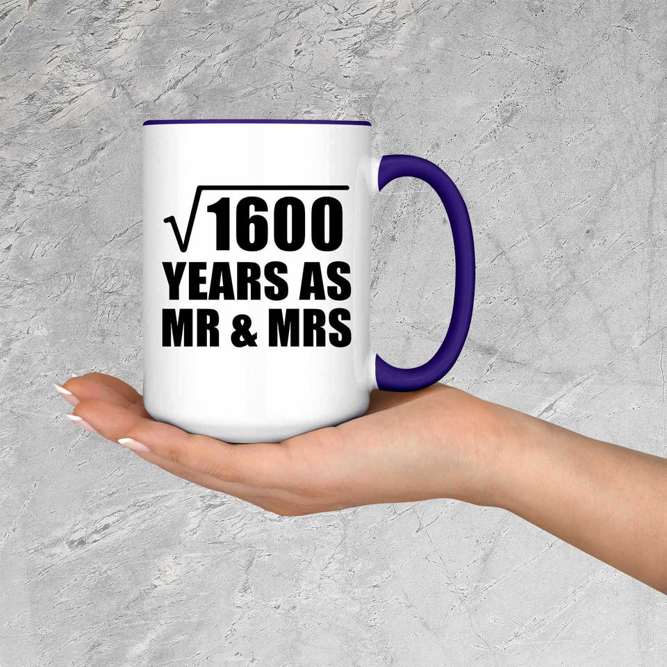 40th Anniversary Square Root of 1600 Years As Mr & Mrs - 15oz Accent Mug Purple