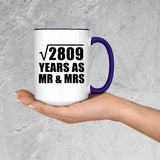 53rd Anniversary Square Root of 2809 Years As Mr & Mrs - 15oz Accent Mug Purple