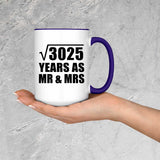 55th Anniversary Square Root of 3025 Years As Mr & Mrs - 15oz Accent Mug Purple