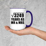 57th Anniversary Square Root of 3249 Years As Mr & Mrs - 15oz Accent Mug Purple