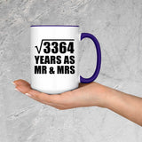 58th Anniversary Square Root of 3364 Years As Mr & Mrs - 15oz Accent Mug Purple