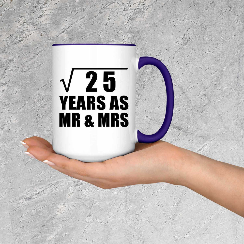 5th Anniversary Square Root of 25 Years As Mr & Mrs - 15oz Accent Mug Purple